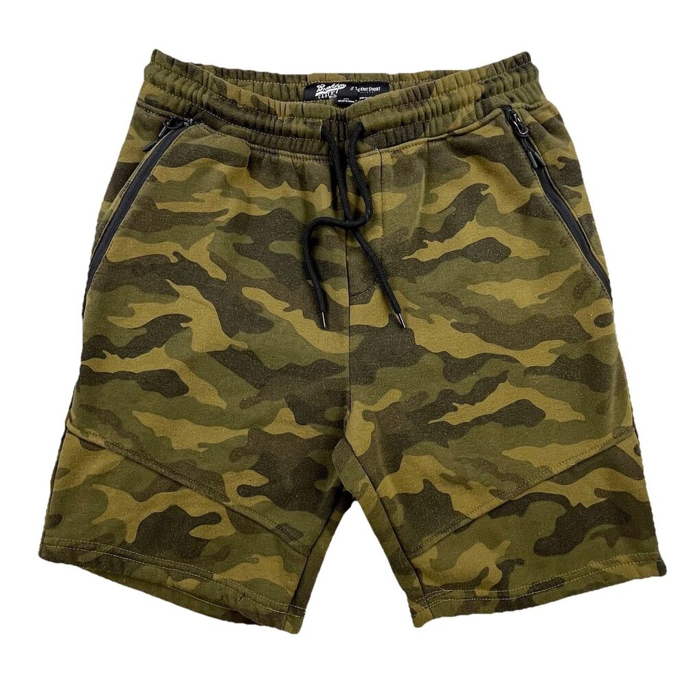 Brooklyn Cloth Knit Shorts Men Size Medium Green Camo Drawstring Comfort